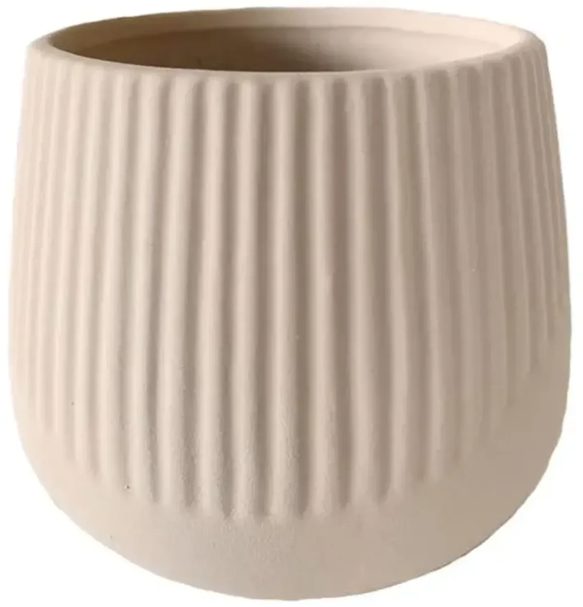 Indoor Tan Ribbed Ceramic Pot, Medium