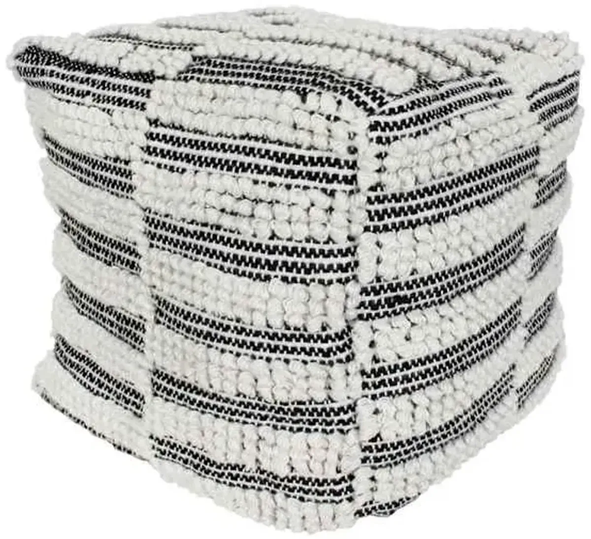 Black Fringe Pouf, 18"