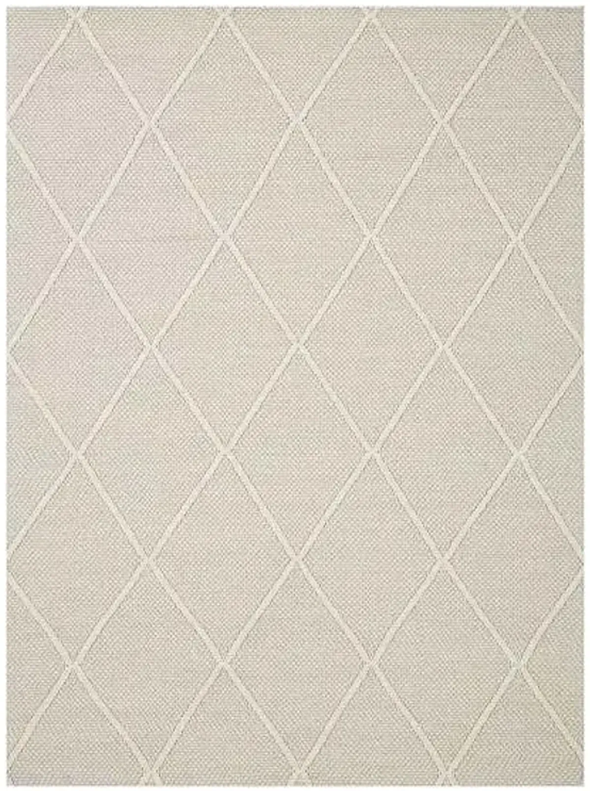 (B782) Wesley White Diamond Design Area Rug, 8x10