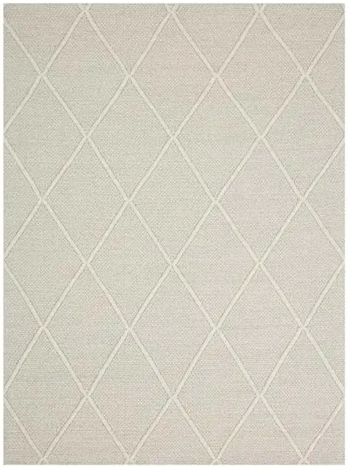 (B782) Wesley White Diamond Design Area Rug, 5x7