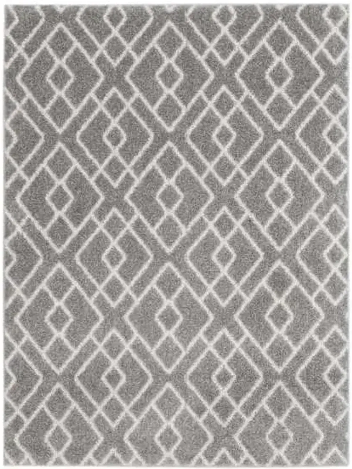 (D558) Salinas Grey & White Diamond Design Area Rug, 5x7