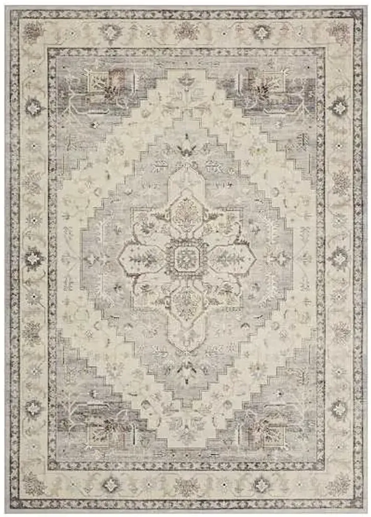 (D576) Honeybloom Grand Villa Taupe Medallion Area Rug, 8x10