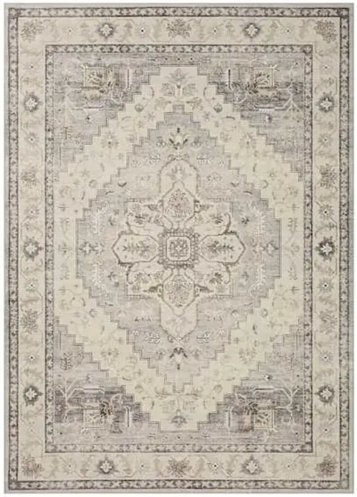 (D576) Honeybloom Grand Villa Taupe Medallion Area Rug, 5x7