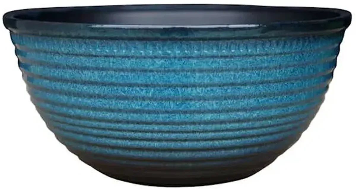 Blue Ribbed Bowl Outdoor Planter, 4.5"