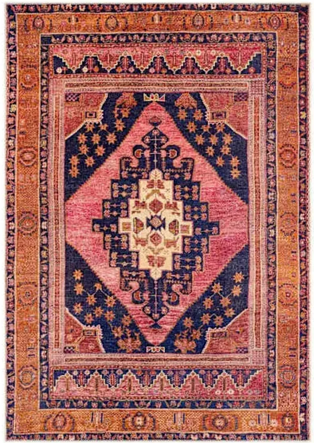 (B794) Amelie Multicolor Medallion Washable Area Rug, 5x7