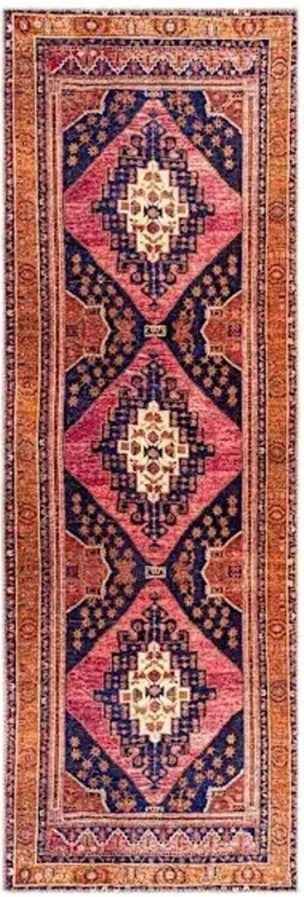 (B794) Amelie Multicolor Medallion Washable Runner, 2x7