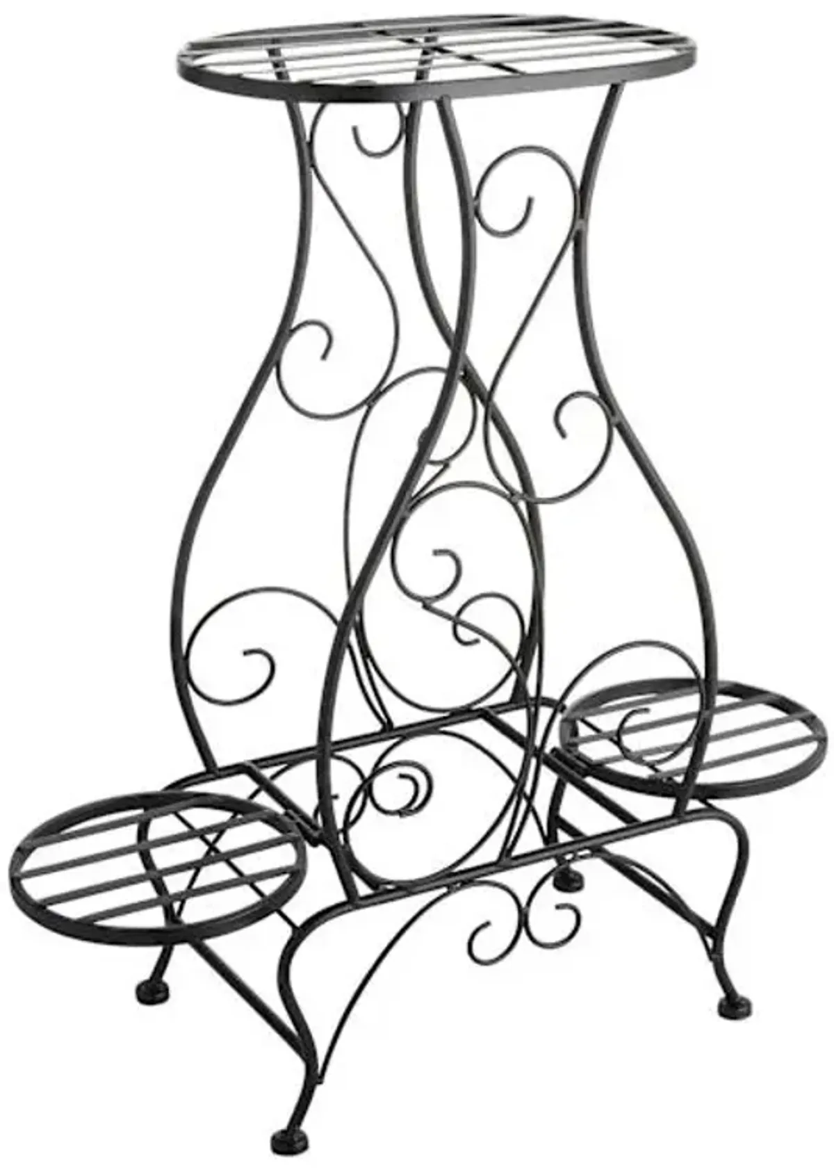 2-Tier Black Metal Outdoor Plant Stand, 22x24