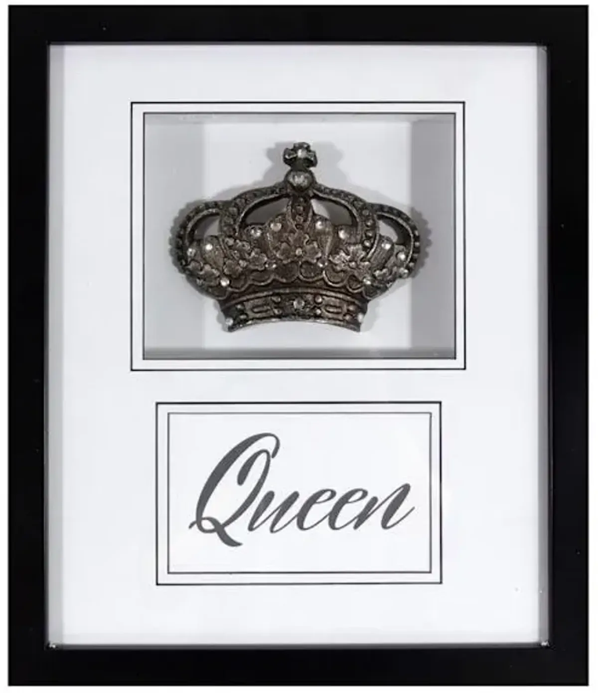 Glass Framed Queen Crown Print Wall Art, 10x12