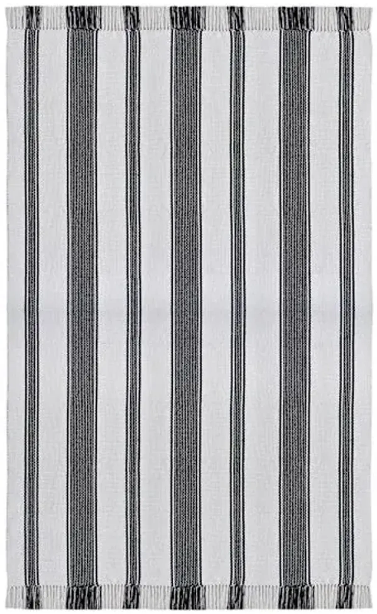 (D551) Honeybloom Flatweave Ivory & Black Striped Area Rug, 5x7