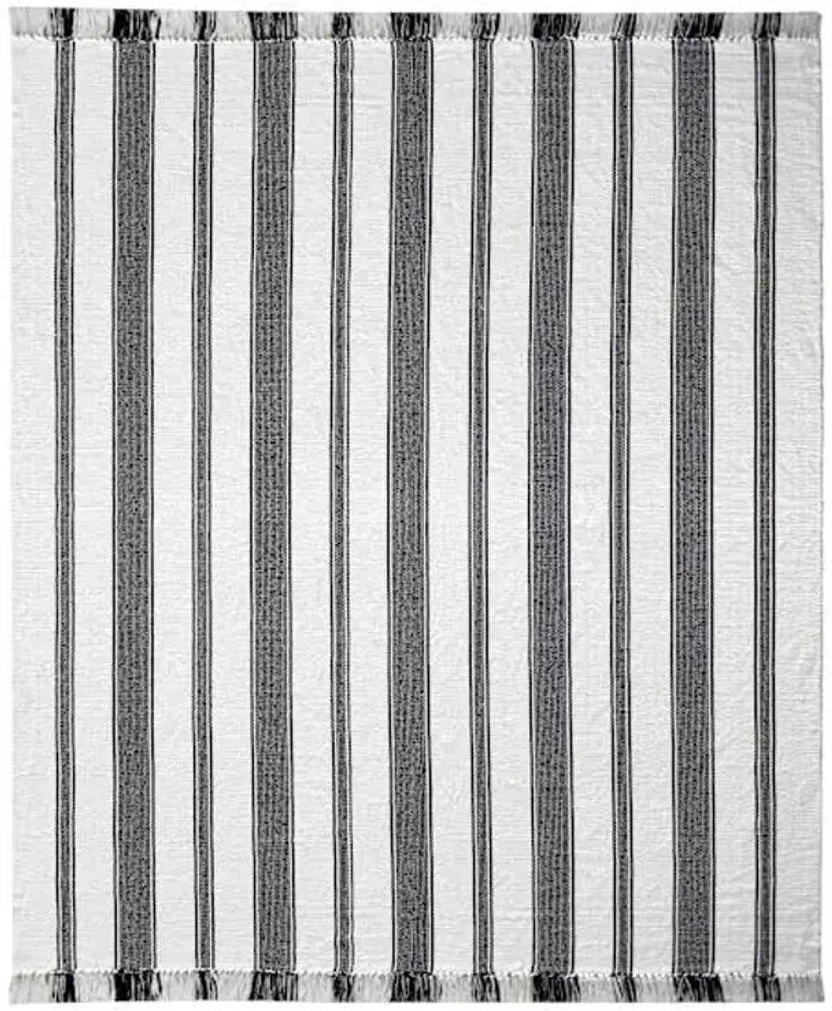 (D551) Honeybloom Flatweave Ivory & Black Striped Area Rug, 8x10