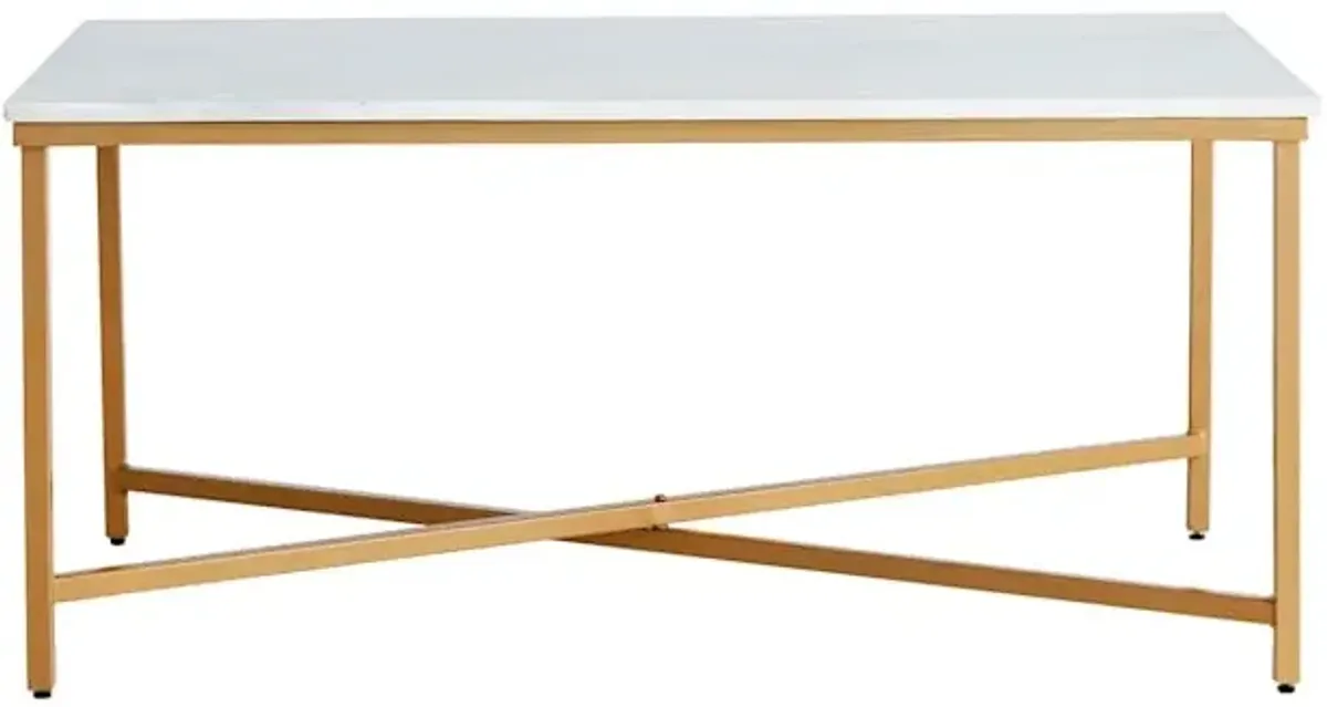 Crosby St. Isabella Gold Coffee Table with Marble Top