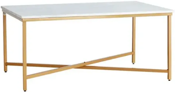 Crosby St. Isabella Gold Coffee Table with Marble Top