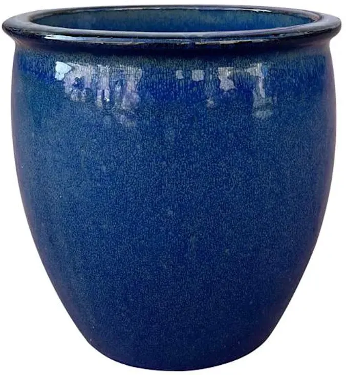Havana Blue Ceramic Outdoor Planter, Small