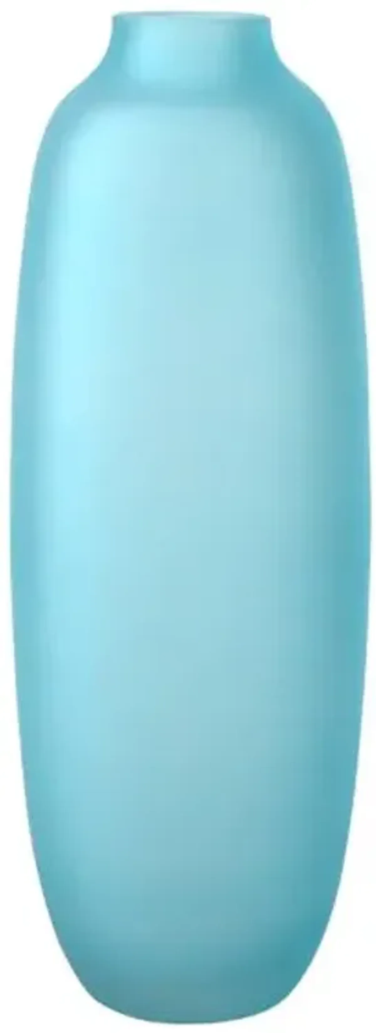 Frosted Light Blue Glass Vase, 14"
