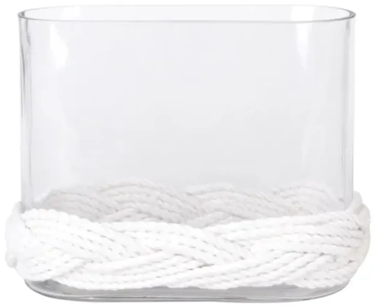 Glass Vase with White Rope Base, 6"
