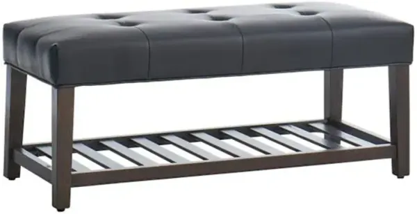 Collins Leather Bench, Black