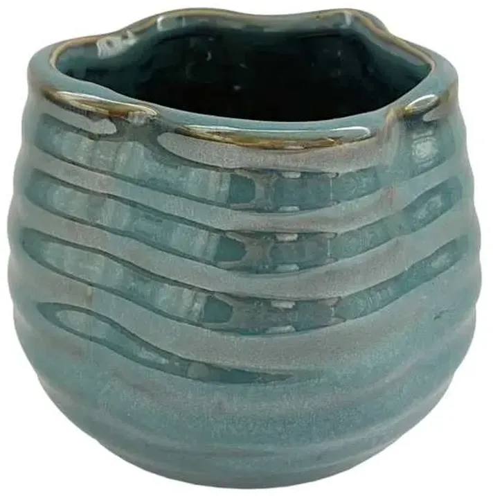 Indoor Grey Beveled Ceramic Pot, Extra Small