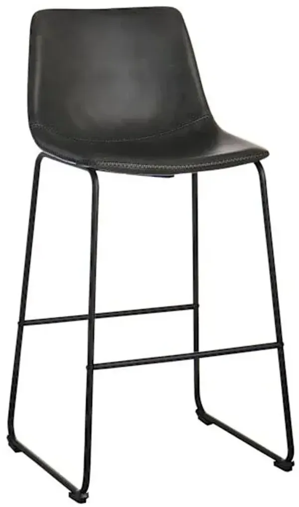 Crosby St. Drake Modern Faux Leather Industrial Barstool, Dark Grey