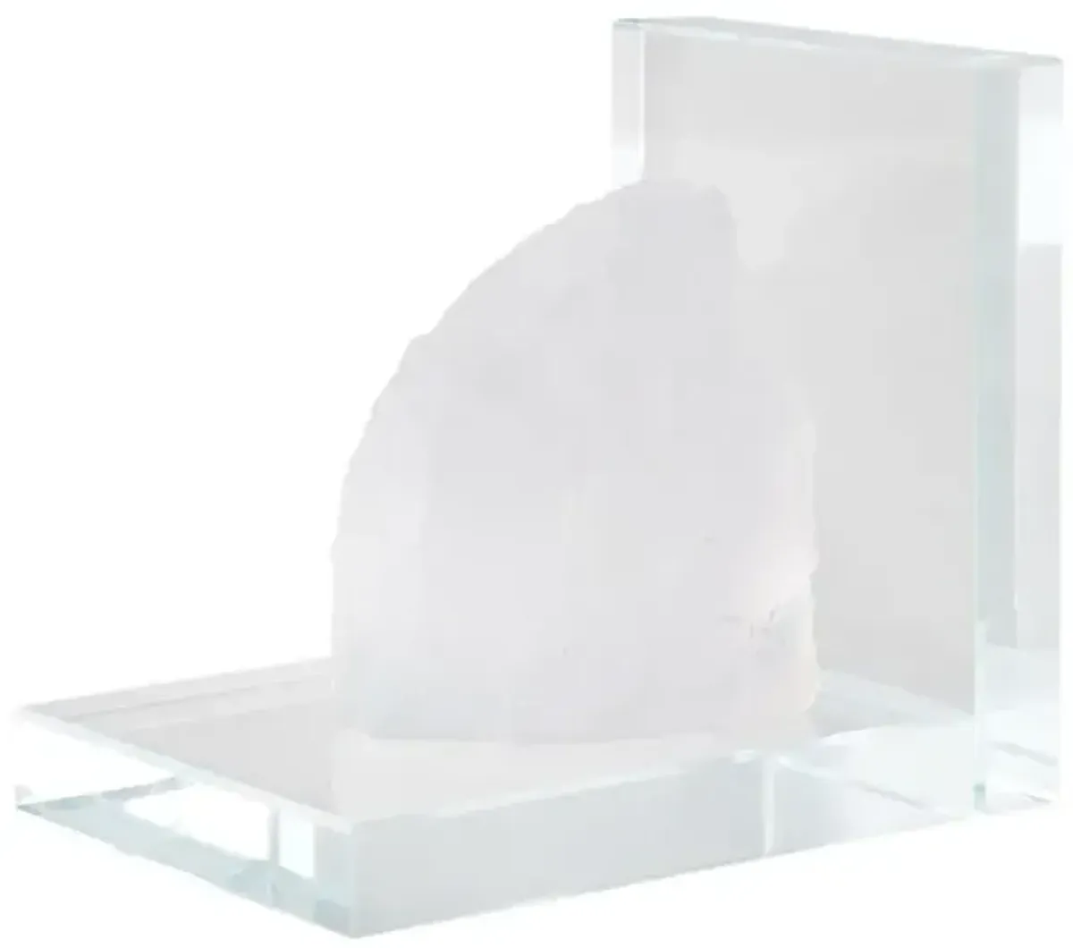 1-Piece White Crystal Bookend, 4"