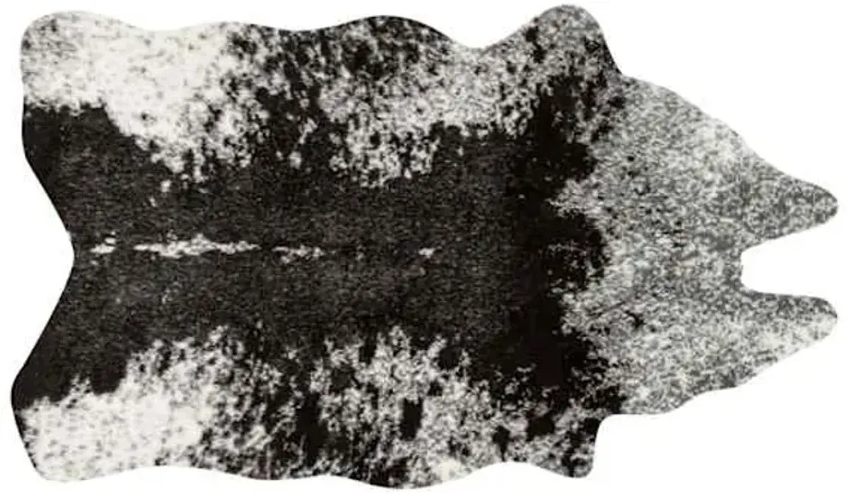 Durango Ivory & Charcoal Faux Cowhide Accent Rug, 3x5