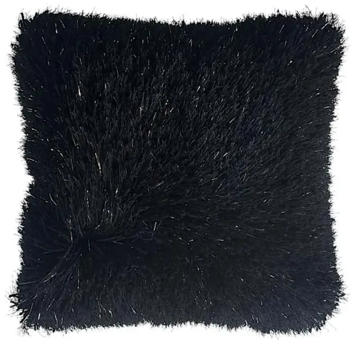 Grant Black Lurex Shag Throw Pillow, 24"