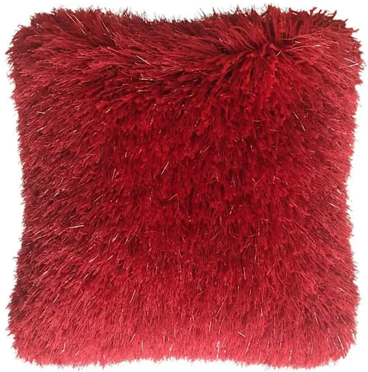 Grant Red Lurex Shag Throw Pillow, 24"