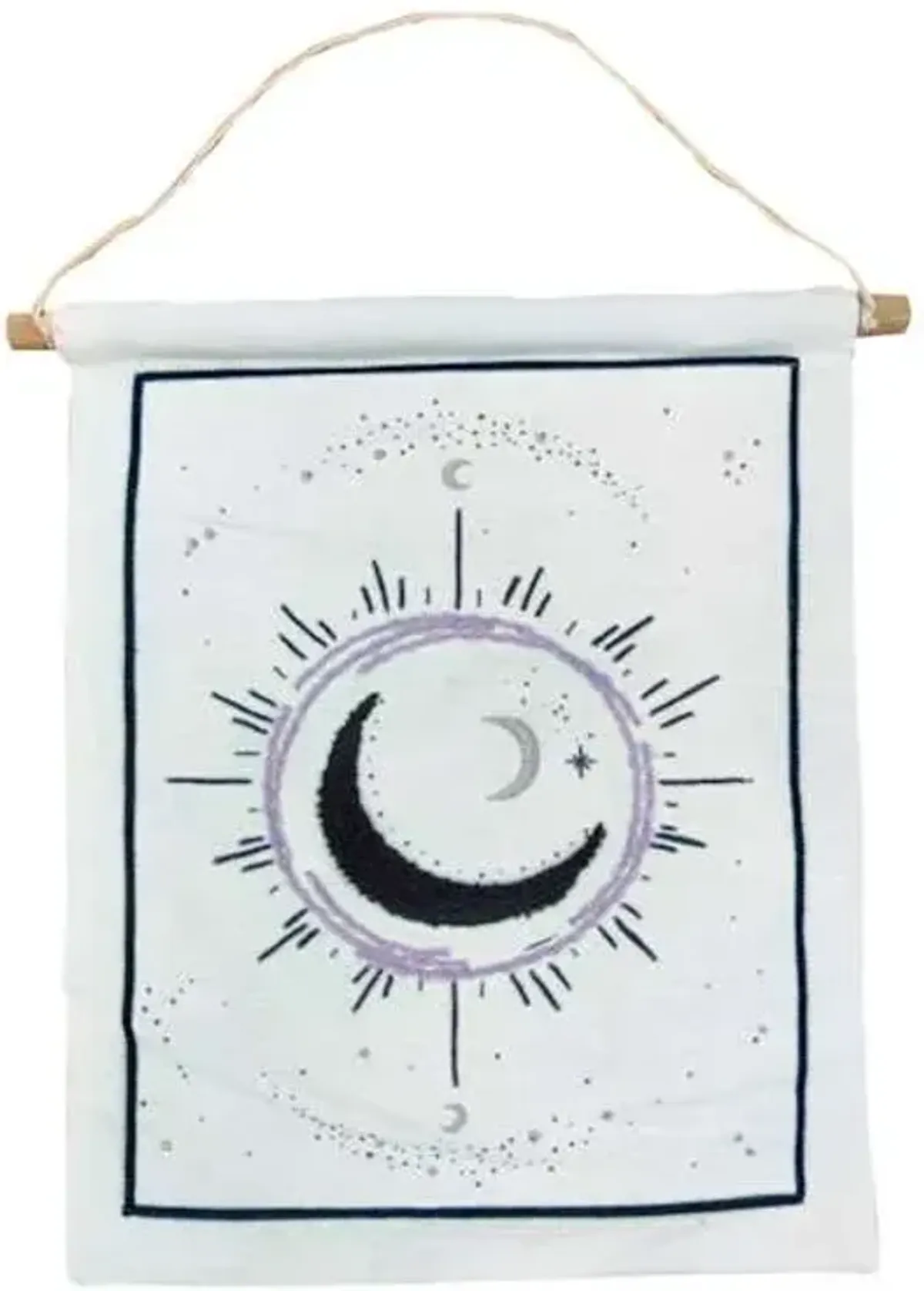 White & Purple Moon Hanging Tapestry Wall Decor, 14x20