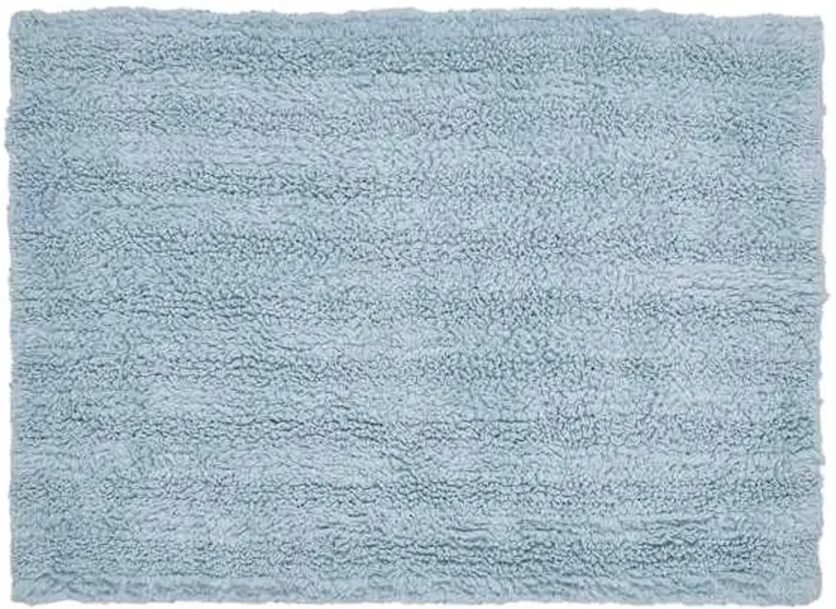 Blue Cotton Reversible Bath Rug, 17x24