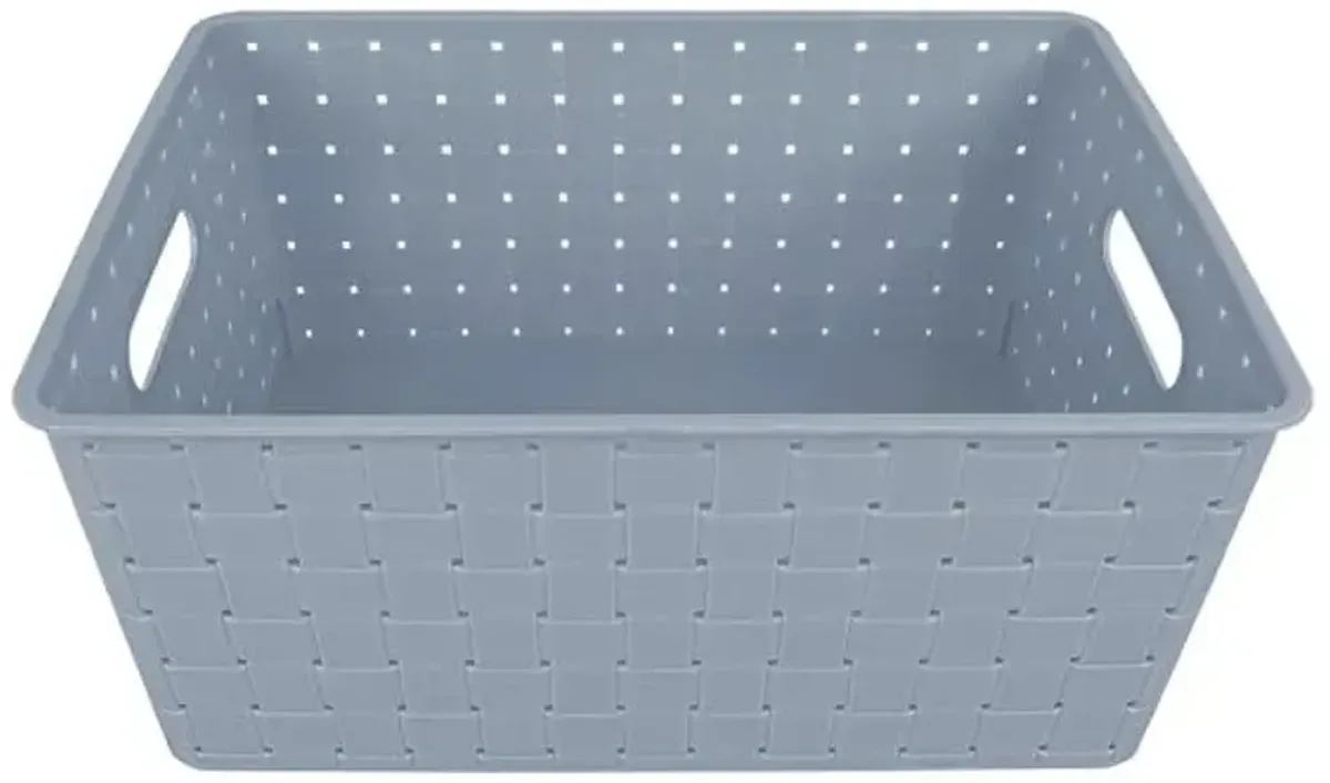 Tiny Dreamers Strap Design Weave Basket, Cerulean