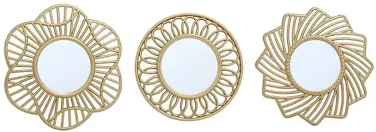3-Piece Gold Wall Mirror Set, 10"