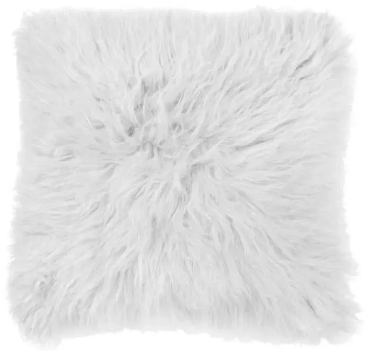 White Angora Faux Fur Throw Pillow, 24"