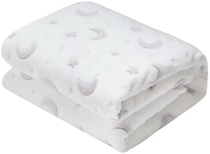Tiny Dreamers Moon & Stars Glow in the Dark Throw Blanket, 50x60