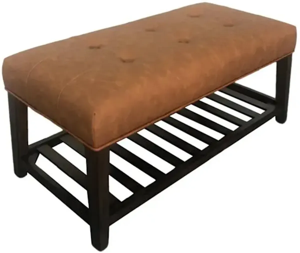 Collins Leather Bench, Brown