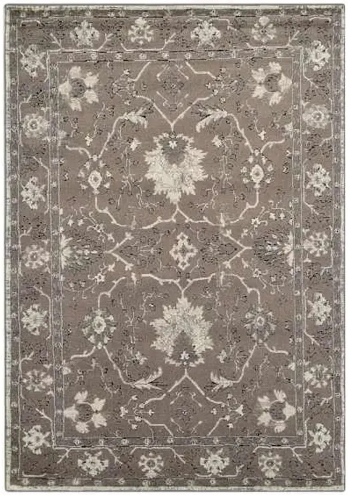 (B803) Antiqua Dark Grey Floral Accent Rug, 3x4