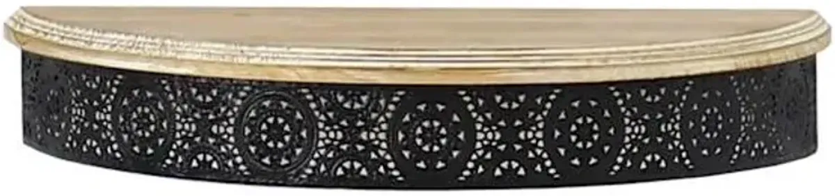 Ornate Metal & Wood Wall Shelf, 15x3