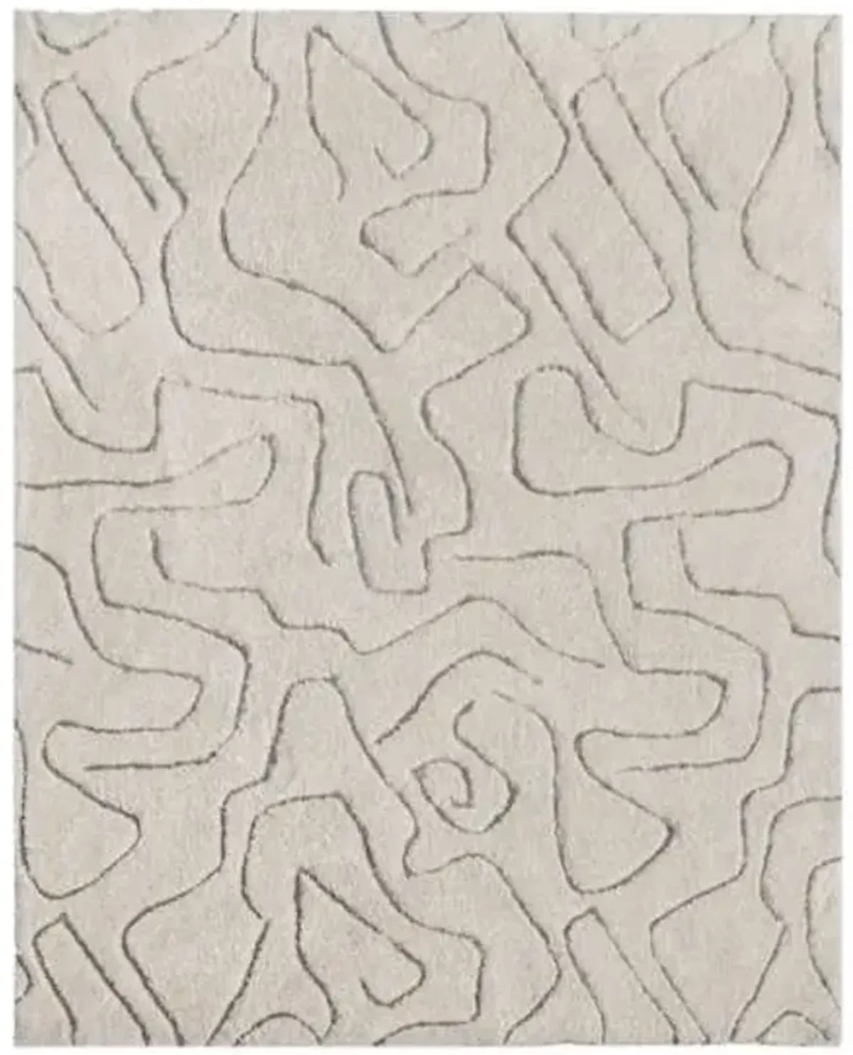 (C189) Crosby St. Ivory Geometric Shag Area Rug, 8x10