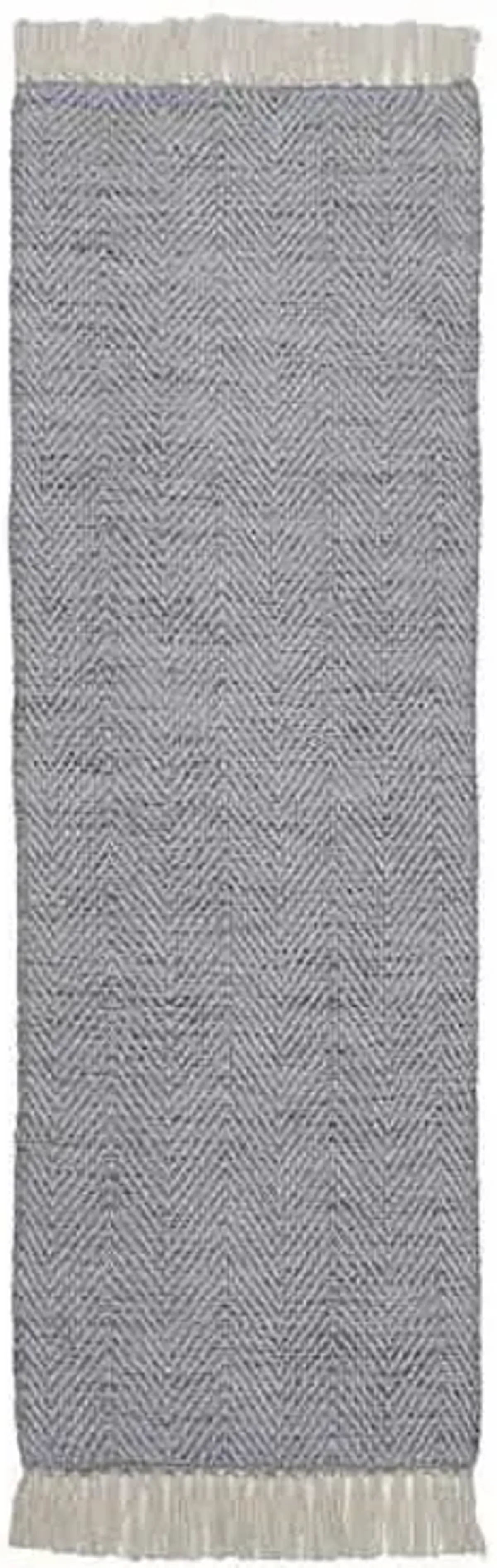 (B799) Crosby St. Grey Herringbone Runner, 2x6
