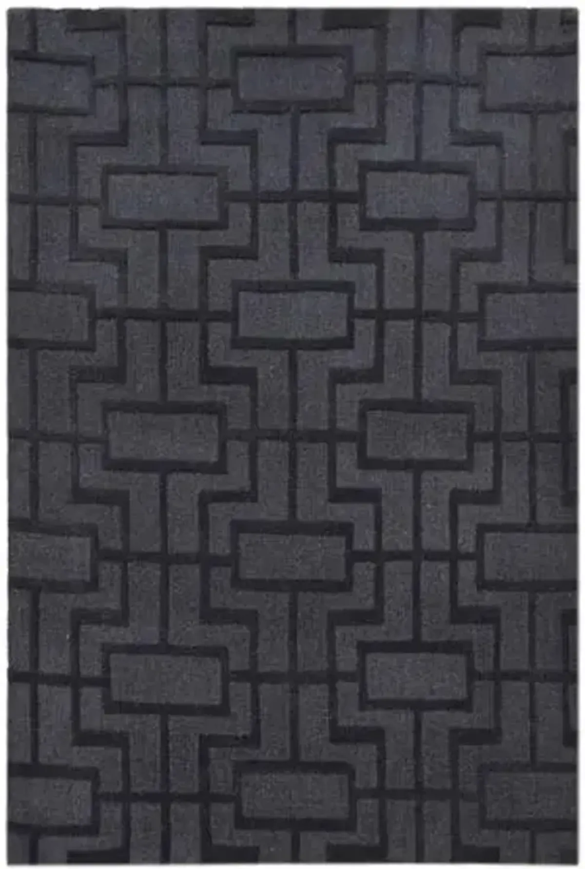 (A481) Crosby St. Black Geometric Line Area Rug, 5x7