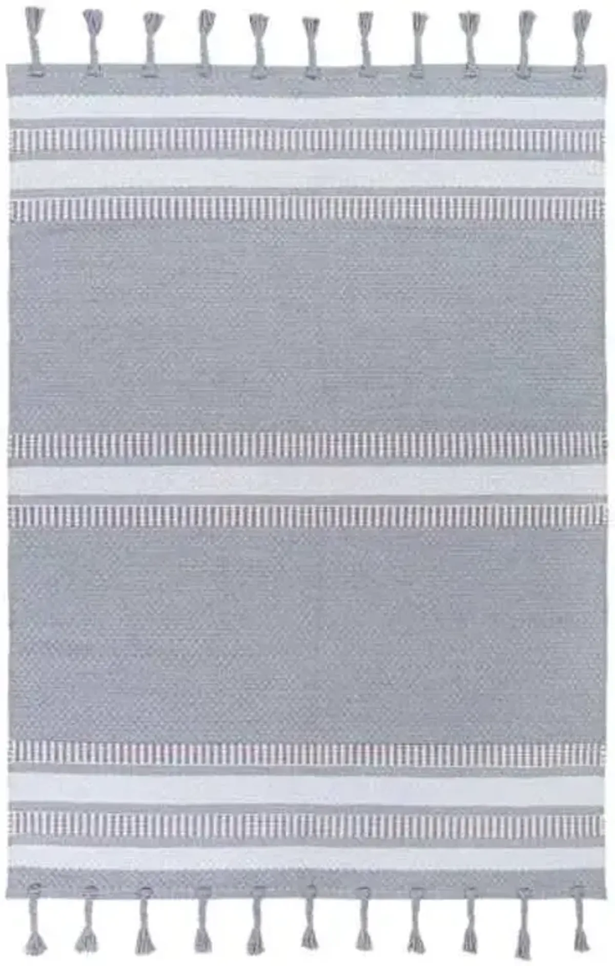 (B800) Grey & Ivory Striped Area Rug, 5x7