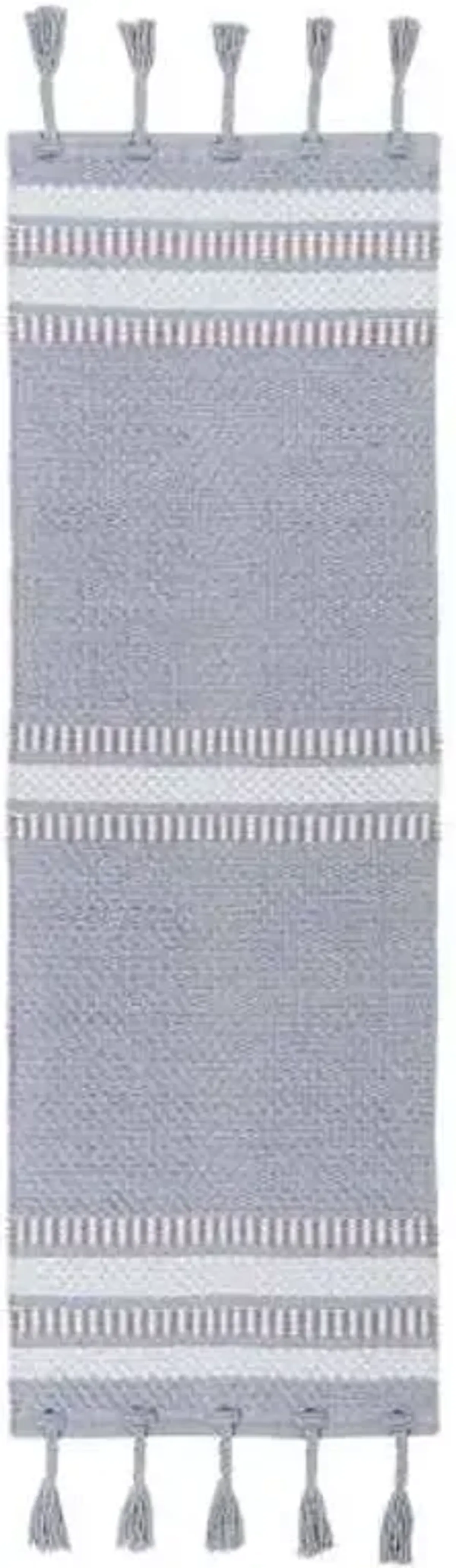(B800) Grey & Ivory Striped Runner, 2x6