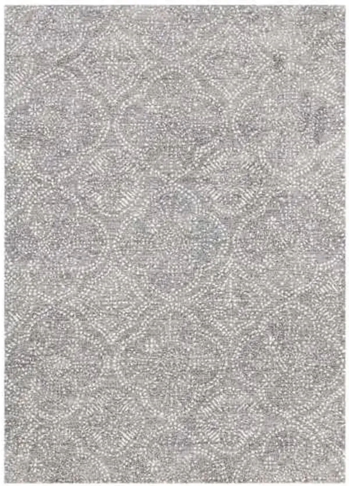 (C191) Hayne Grey Floral Shag Area Rug, 5x7