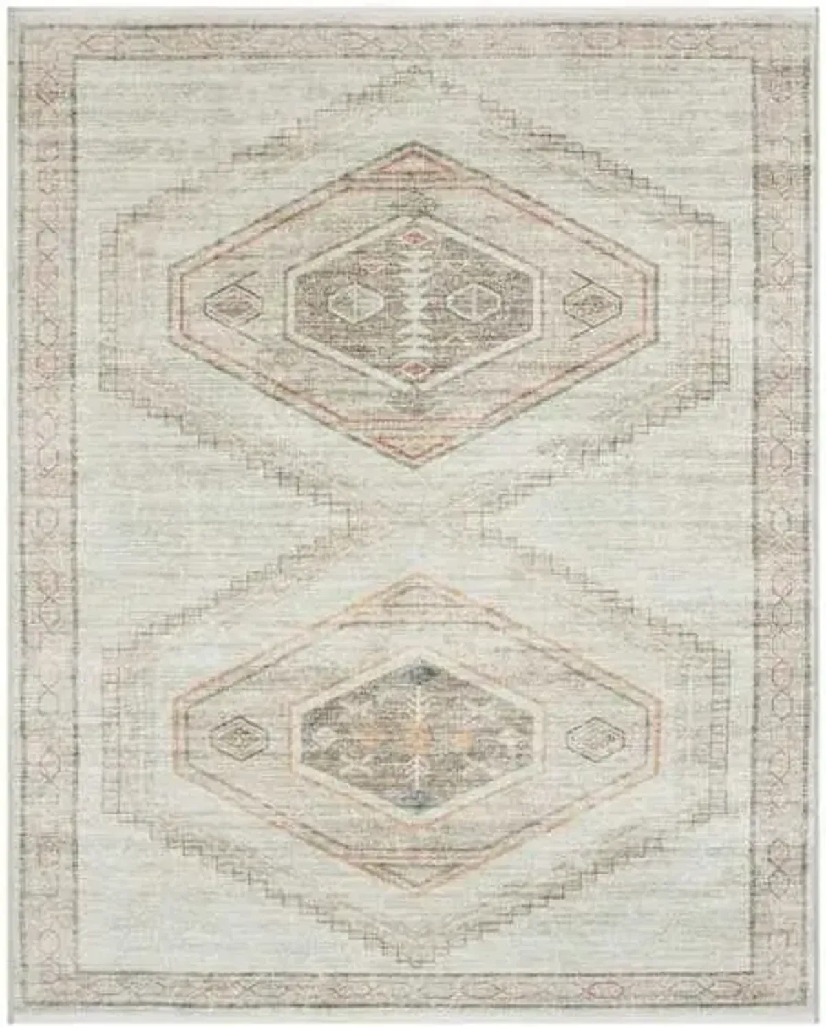 (B830) Pink Multicolor Tribal Washable Area Rug, 8x10