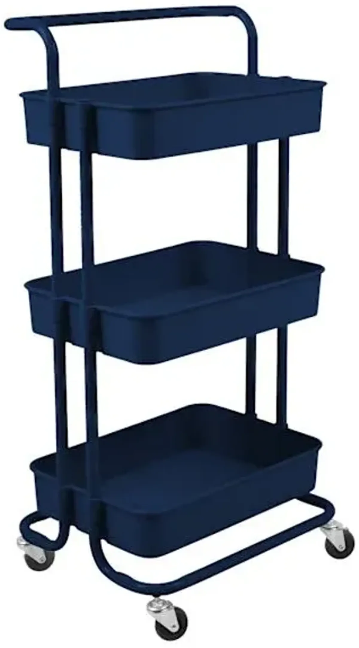 Blue Rolling Storage Cart with Handle, 34.2"