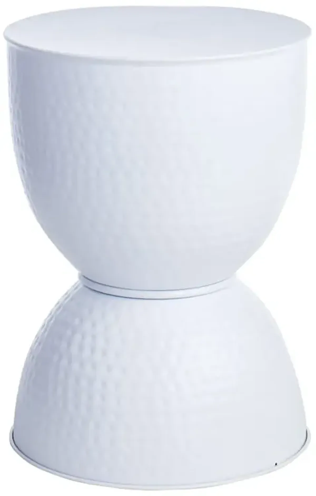 Hammered Metal Accent Table, White