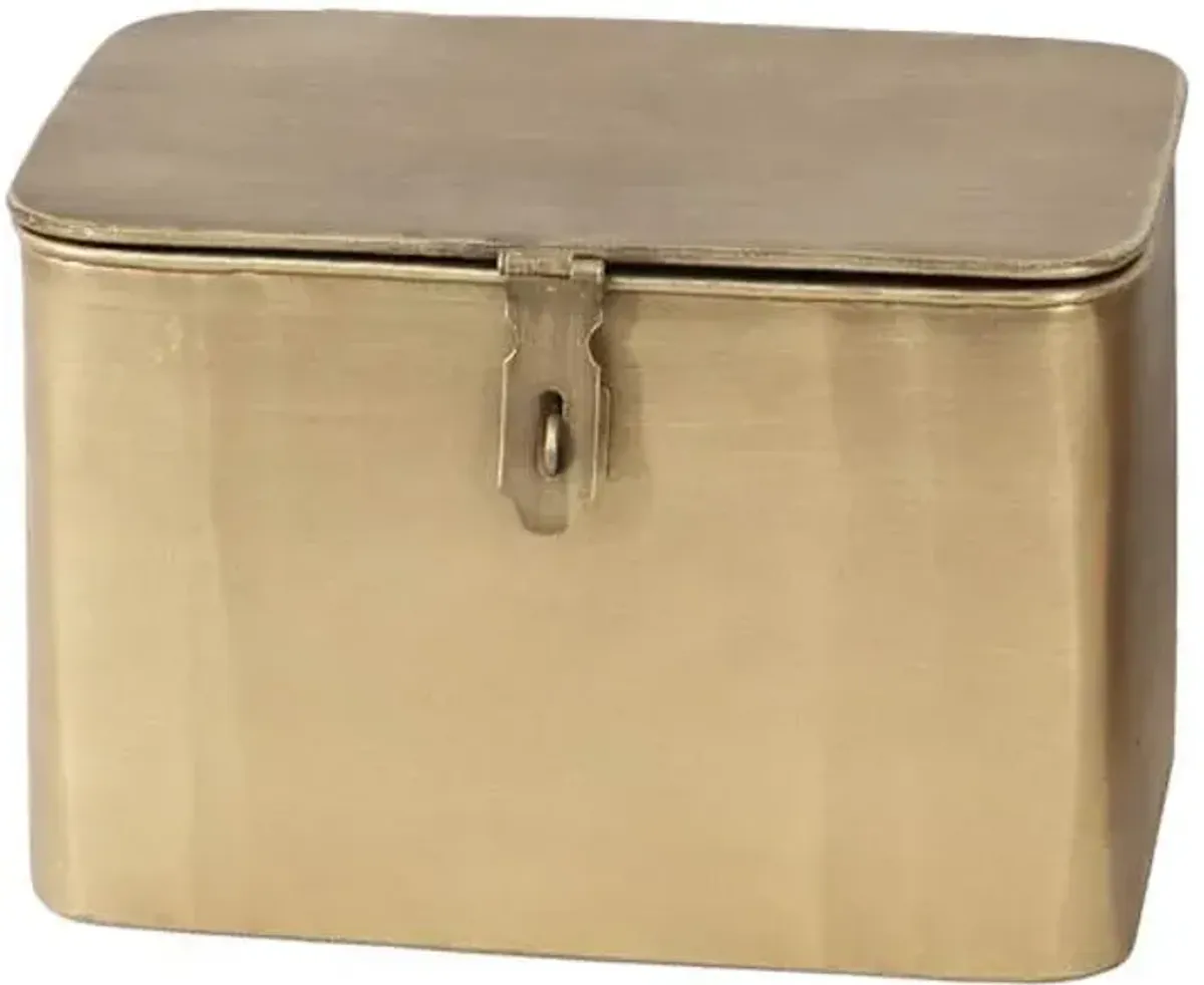 Gold Metal Decorative Box with Lid, 9"