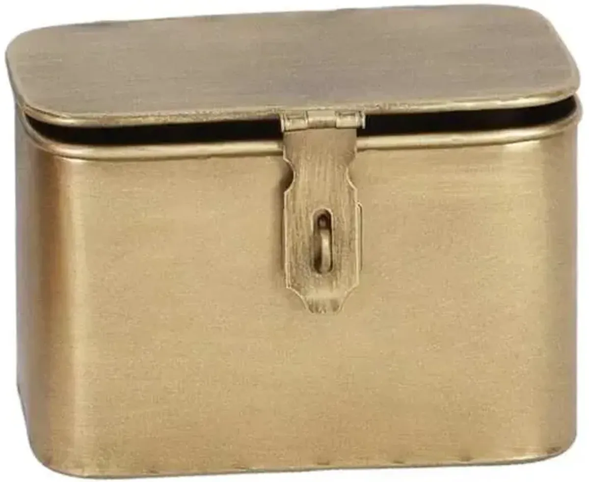 Gold Metal Decorative Box with Lid, 6"