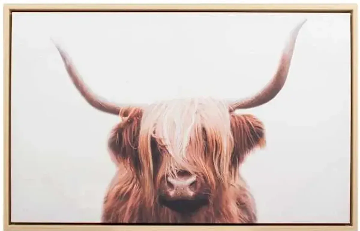Framed Highland Cow Canvas Wall Art, 30x19