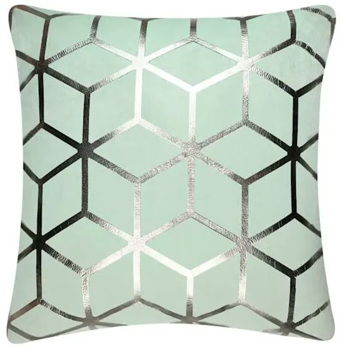 Aqua & Silver Metallic Print Throw Pillow, 18"
