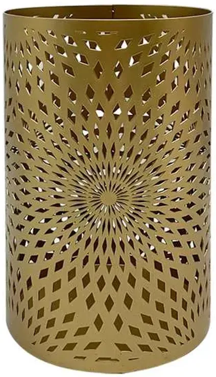 Gold Punched Metal Lantern, 8"