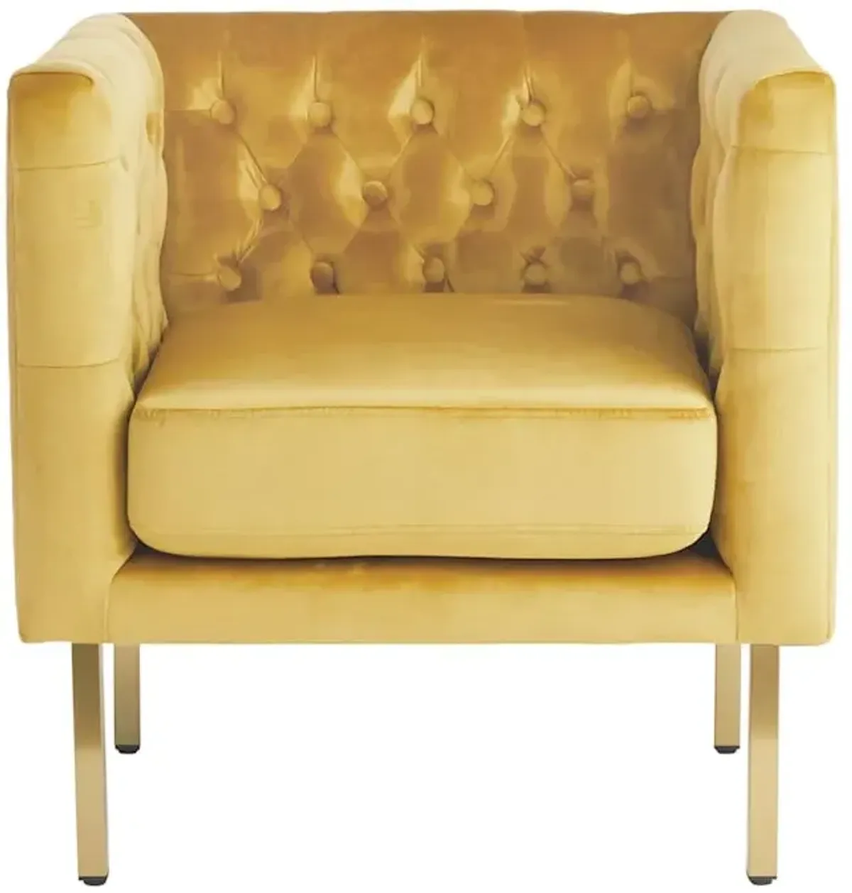 Crosby St. Bendell Velvet Tufted Accent Chair, Yellow